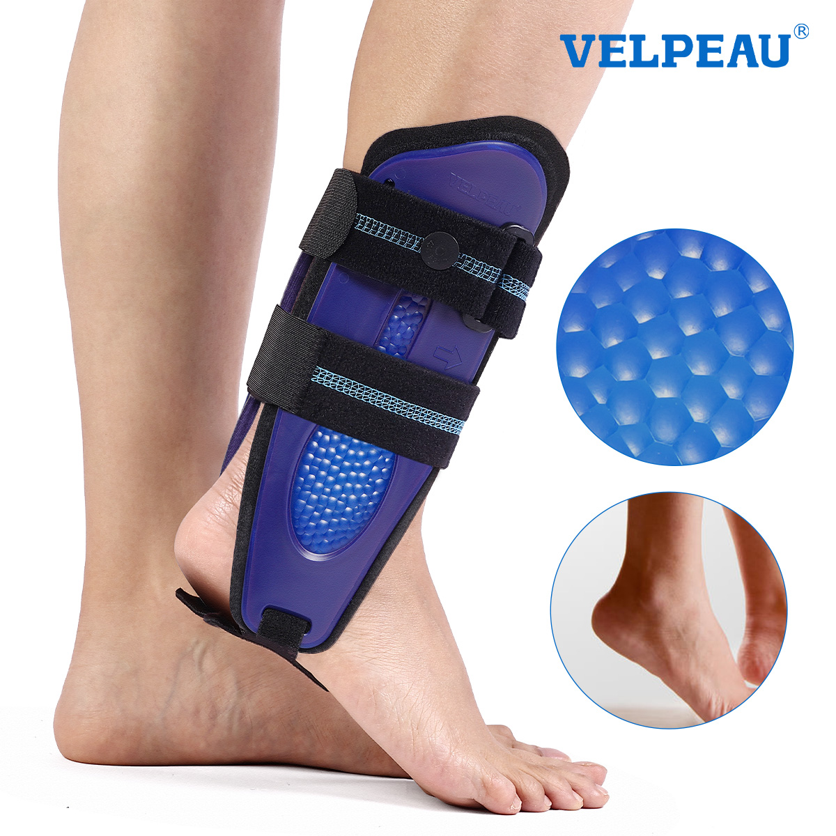 Ankle Mobility Band - VELPEAU อุปกรณ์พยุงข้อเท้าแบบมีสายรัดสำหรับอาการข้อเท้าแพลง เอ็นอักเสบ อาการบาดเจ็บของเอ็น ปรับระดับได้ ใช้ได้ทั้งเท้าซ้ายและเท้าขวา