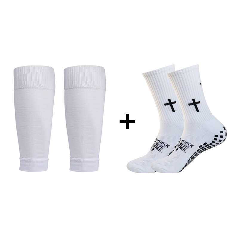 Knee Sleeve Pair - ชุดถุงเท้าฟุตบอลกันลื่น 2 คู่ พร้อมสนับเข่าและปลอกรัดน่อง สำหรับผู้ชายและผู้หญิง ถุงเท้ากีฬากลางแจ้ง