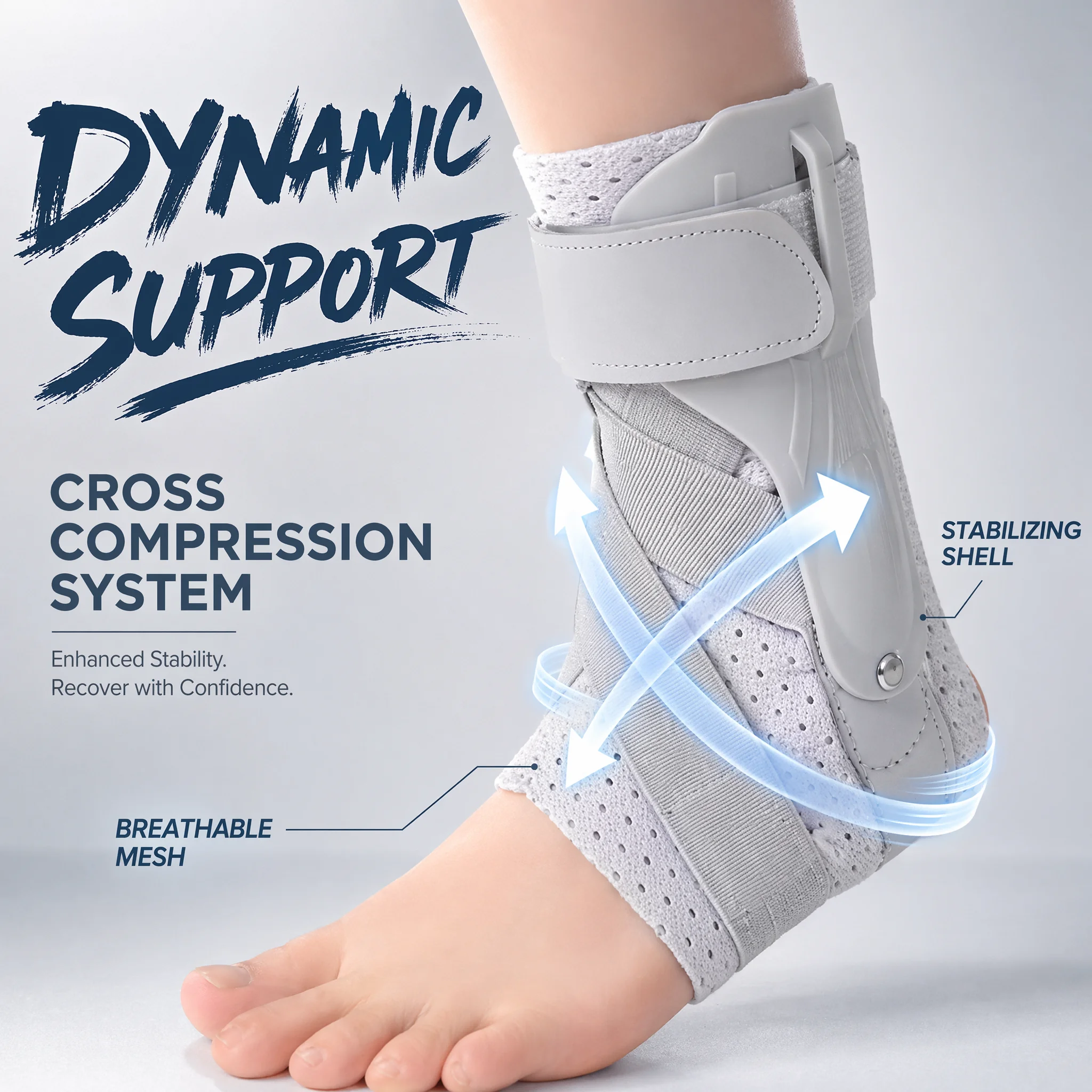 Ankle Mobility Band - อุปกรณ์พยุงข้อเท้าพร้อมตัวกันโคลงด้านข้าง ปรับระดับได้ ช่วยในการฟื้นฟูข้อเท้าแพลง บรรเทาอาการเอ็นอักเสบ สำหรับผู้ชายและผู้หญิง
