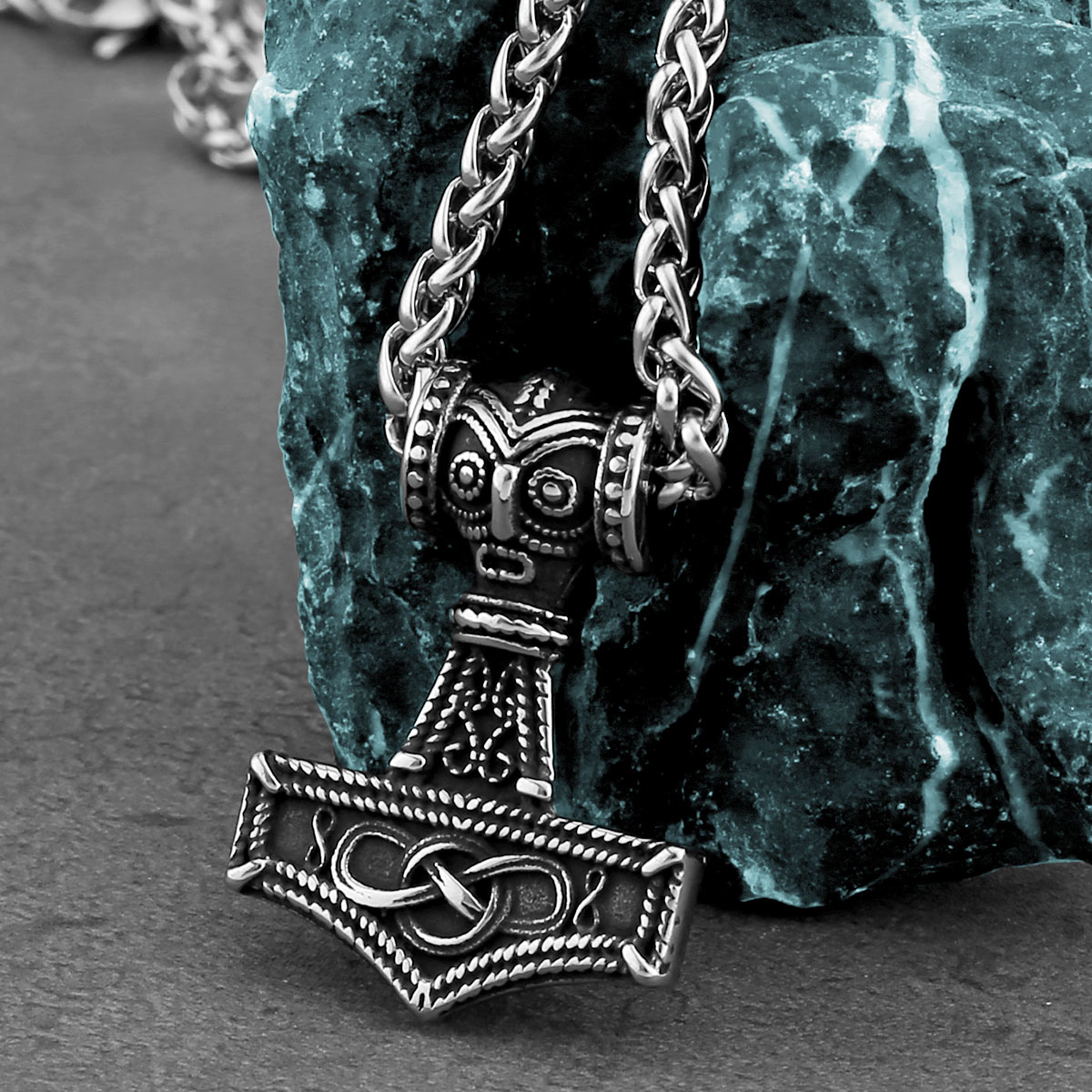 Battle Rope Anchor - แฟชั่นไวกิ้ง Anchor Mjolnir สร้อยคอสแตนเลสผู้ชาย Celtic Knot